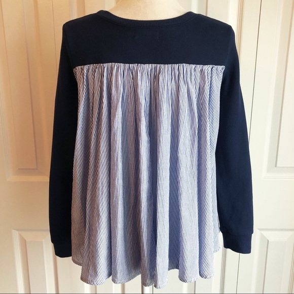 Kensie Jeans Navy Blue Mixed Media Sweatshirt Size XS - Picture 2 of 14